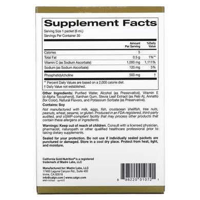 California Gold Nutrition Liposomal Vitamin C 1,000 mg 30 пакетиків (6 ml) Вітамін С