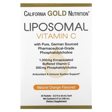 California Gold Nutrition Liposomal Vitamin C 1,000 mg 30 пакетиків (6 ml) Вітамін С