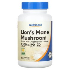 Nutricost Lion's Mane Mushroom 90 капсул Їжовик гребінчастий (Левича грива)