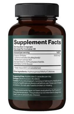 Mind Shi Shiitake Mushroom 1000 mg 60 VegCaps Шиитаке