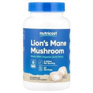 Nutricost Lion's Mane Mushroom 90 Capsules Ежовик гребенчатый (Львиная грива)