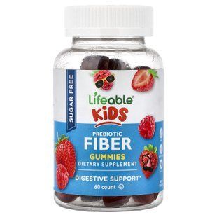 Lifeable Kids Prebiotic Fiber (Sugar Free) 60 жевательных конфет Пробиотики и Энзимы для детей
