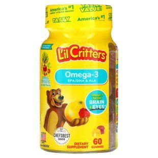L'il Critters Omega-3 Raspberry-Lemonade 60 жевательных конфет Омега-3 для детей