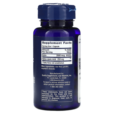 Life Extension Alpha-Lipoic Acid with Biotin 60 caps (08.2026) Альфа-липоевая кислота