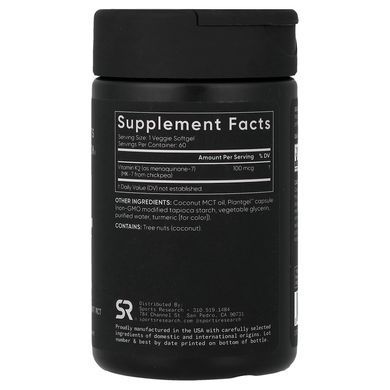 Sports Research Vitamin K2 100 mcg 60 Veggie Softgels Витамин K