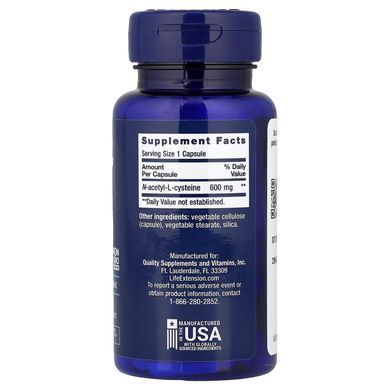 Life Extension NAC 600 mg 60 капсул NAC (N-ацетил-L-цистеїн)
