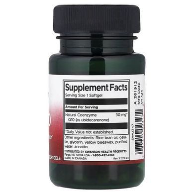 Swanson CoQ10 30 mg 60 softgels Коэнзим Q-10