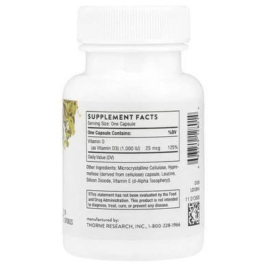 Thorne D-1,000 90 Capsules Витамин D