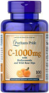 Puritan's Pride Vitamin C-1000 mg with Bioflavonoids & Rose Hips 100 табл Вітамін С