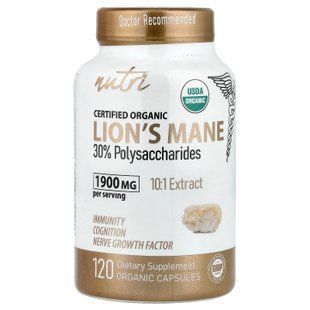 Nutri Organic Lion's Mane 1,900 mg 120 Caps Ежовик гребенчатый (Львиная грива)