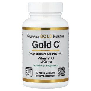California Gold Nutrition Gold C 1000 mg 60 рослинних капсул Вітамін С