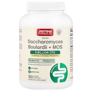 Jarrow Formulas Saccharomyces Boulardii + MOS 5 Billion CFU 180 рослинних капсул Сахароміцети буларді