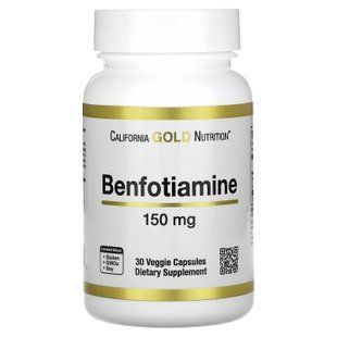 California Gold Nutrition Benfotiamine 150 mg 30 рослинних капсул Тіамін (B-1)
