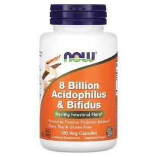 NOW 8 Billion Acidophilus & Bifidus 60 капсул Пробіотики та пребіотики
