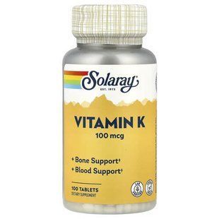 Solaray Vitamin K 100 mcg 100 таблеток Вітамін К
