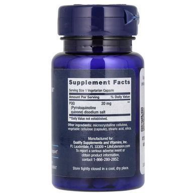 Life Extension PQQ Caps 20 mg 30 вегетарианских капсул Пирролохинолинхинон (PQQ)
