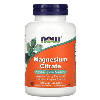 NOW Magnesium Citrate 120 рослинних капсул Магній