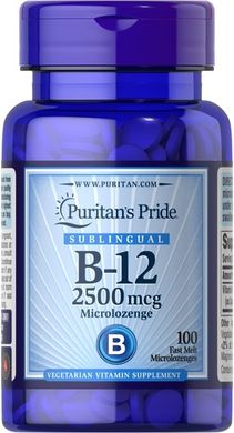 Puritan's Pride Vitamin B-12 2500 mcg Sublingual 100 сосательных таблеток Витамин B-12