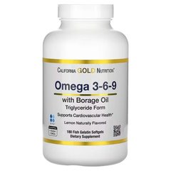 California Gold Nutrition Omega 3-6-9 Fish Oil with Borage Oil 180 капсул Омега-3