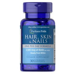 Puritan's Pride Hair, Skin Nails One Per Day Formula 30 капс