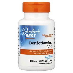 Doctor's Best Benfotiamine 300 with BenfoPure 300 mg 60 Veggie Caps Тиамин (В-1)