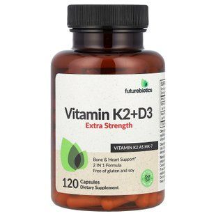Futurebiotics Vitamin K2 + D3 10.000IU/120mcg Extra Strength 120 капсул Вітамін D3 + K-2