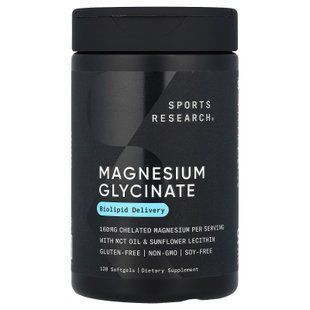 Sports Research Magnesium Glycinate 160 mg 120 softgels Магний