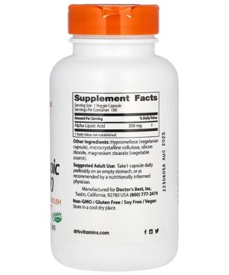 Doctor's Best Alpha-Lipoic Acid 300 mg 180 caps Альфа-липоевая кислота