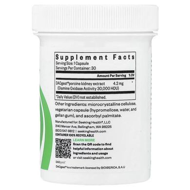 Seeking Health DAO Enzyme 30 капсул Здоров'я травної системи