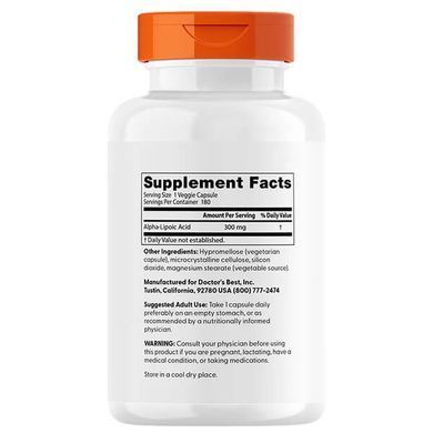 Doctor's Best Alpha-Lipoic Acid 300 mg 180 caps Альфа-липоевая кислота
