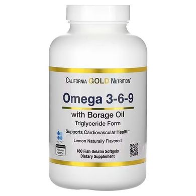 California Gold Nutrition Omega 3-6-9 Fish Oil with Borage Oil 180 капс. Омега-3