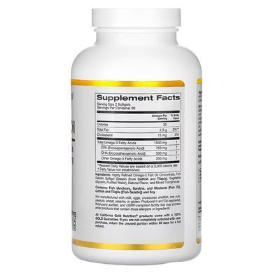California Gold Nutrition Omega-3 Fish Oil Natural Lemon 180 капсул Омега-3