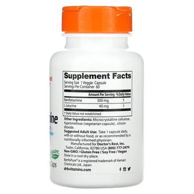 Doctor's Best Benfotiamine 300 with BenfoPure 300 mg 60 вегетаріанських капсул Тіамін (B-1)