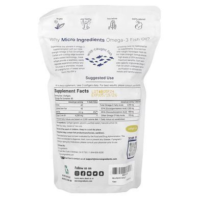 Micro Ingredients Triple Strength Omega-3 Fish Oil Lemon 240 рідких капсул Омега-3