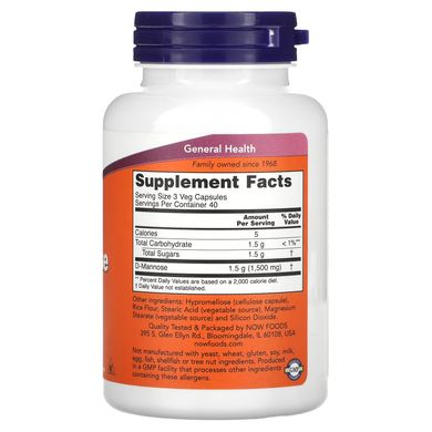 NOW D-Mannose 500 mg 120 капсул Інші екстракти