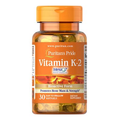 Puritan's Pride Vitamin K-2 (MenaQ7) 50 mcg 30 капсул Вітамін К