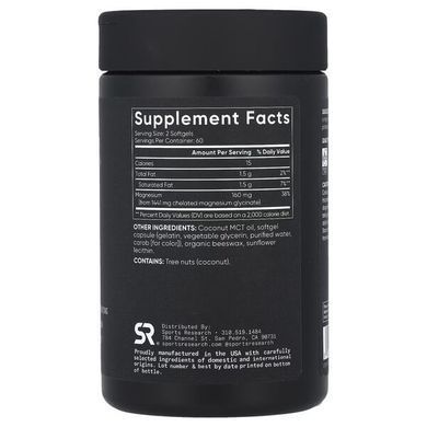 Sports Research Magnesium Glycinate 160 mg 120 softgels Магний