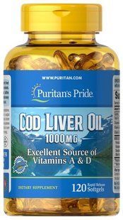 Puritan's Pride Cod Liver Oil 1000 mg 120 рідких капсул (Тріснуті капсули) Омега-3