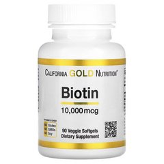 California Gold Nutrition Biotin 10000 mcg 90 Капсул Біотин (B-7)