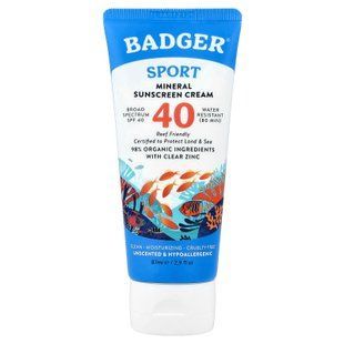 Badger Sport Mineral Sunscreen Cream SPF 40 87 ml Солнцезащитные средства