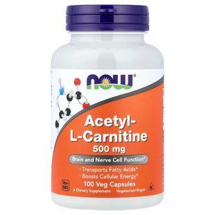 NOW Acetyl-L-Carnitine 500 mg 100 Veg Capsules L-Карнитин