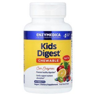 Enzymedica Kids Digestive Enzymes 60 жувальних таблеток Пробіотики та Ензими для дітей