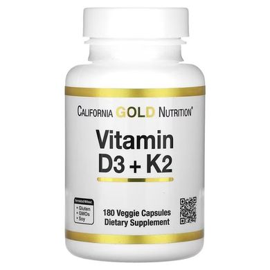 California Gold Nutrition Vitamin D3 + K2 180 капс. Витамин D3 + K-2