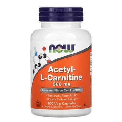 NOW Acetyl-L-Carnitine 500 mg 100 рослинних капсул L-Карнитин