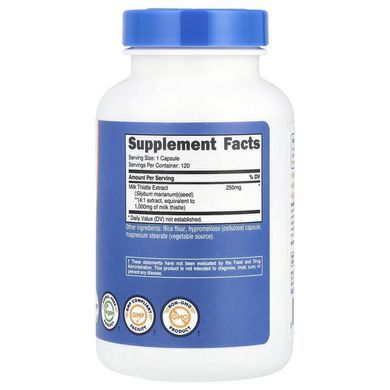 Nutricost Milk Thistle 1,000 mg 120 capsules Расторопша (Силимарин)