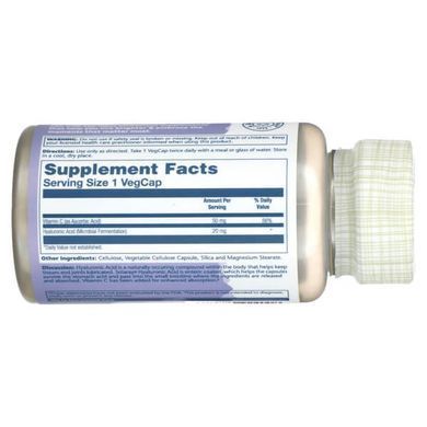 Solaray Enteric-Coated Hyaluronic Acid 20 mg 30 капсул Гіалуронова кислота