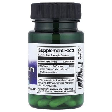 Swanson Albion Molybdenum 400 mcg 60 рослинних капсул Інші мінерали