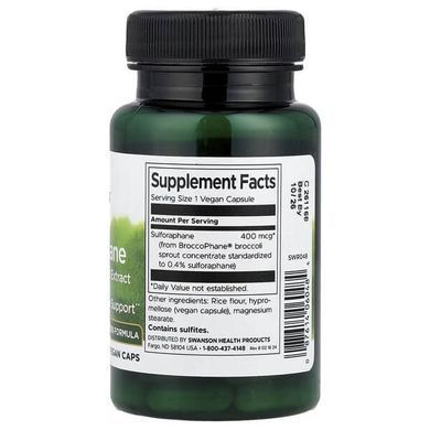 Swanson Sulforaphane from Broccoli Sprout Extract 400 mcg 60 растительных капсул Брокколи