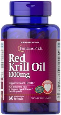 Puritan's Pride Red Krill Oil 1000 mg (170 mg Active Omega-3) 60 капс. Масло криля (Krill oil)