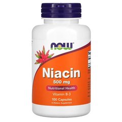 NOW Niacin 500 mg 100 капсул Ніацин (B-3)